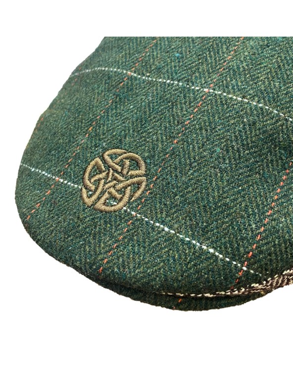 BK Celtic Knot Adult Flat Cap in Bottle Green & Brown