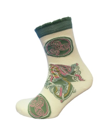 BK Celtic Ladies Socks in Cream & Green