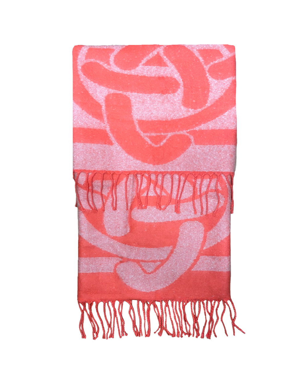 PF Large Celtic Knot Wrap Scarf in Coral & Cream
