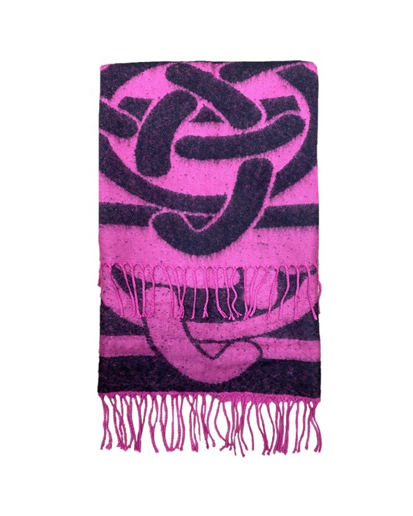 PF Large Celtic Knot Wrap Scarf in Cerise Pink & Black
