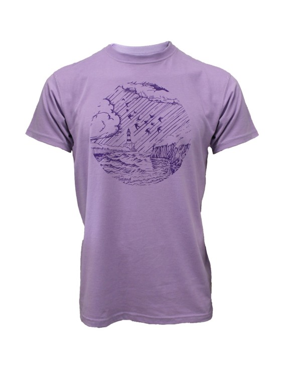Green Island Lighthouse Sketch Short-sleeve T in Lilac