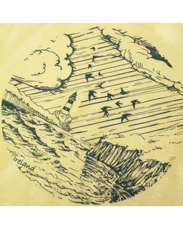 Green Island Lighthouse Sketch Short-sleeve T in Yellow