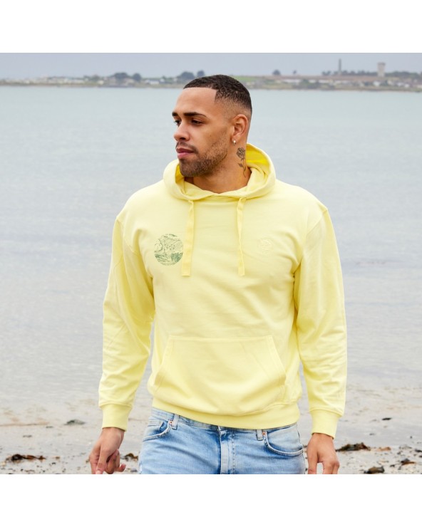 Green Island Lighthouse Sketch Cross Hoodie in Yellow