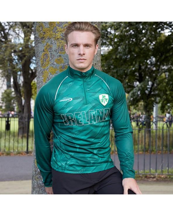 Lansdowne Adults Bottle Green Sublimated Performance 1/4 Zip Top