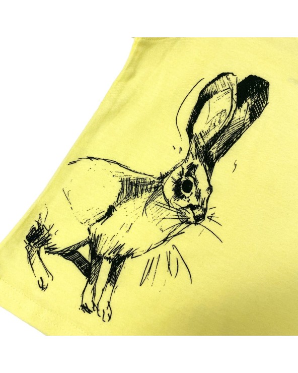 Green Island Hare Sketch Kids T in Yellow