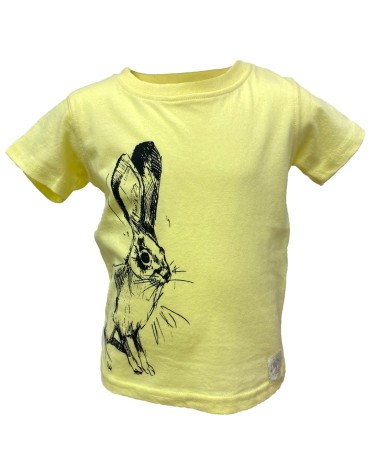 Green Island Hare Sketch Kids T in Yellow