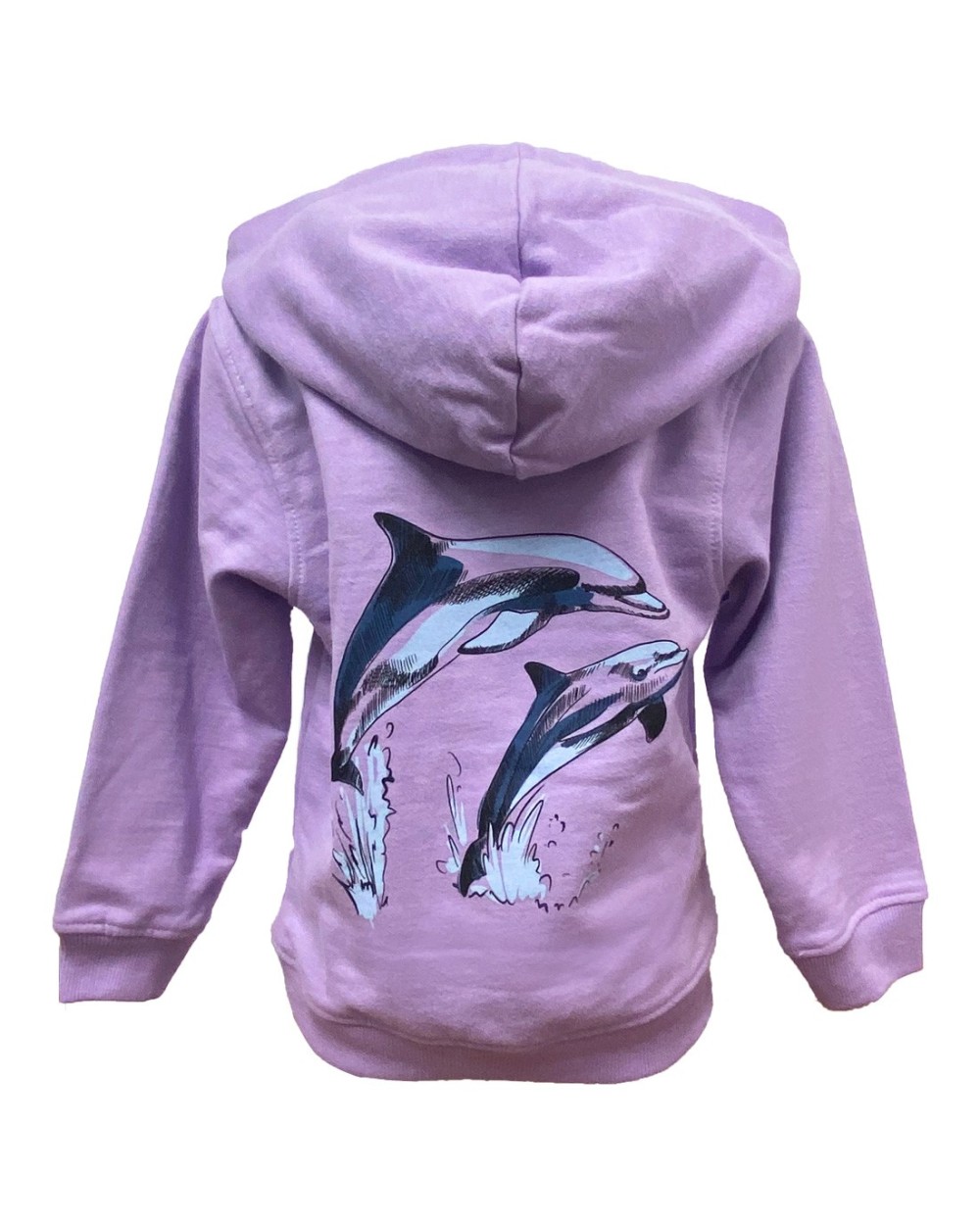 Green Island Dolphin Sketch Kids Hoodie in Lilac