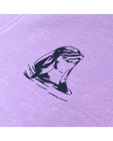 Green Island Dolphin Sketch Kids Hoodie in Lilac