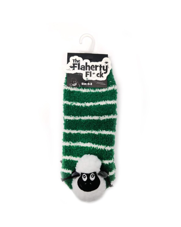 Traditional Craft Green/ White Stripe 3D Sheep Slipper Socks
