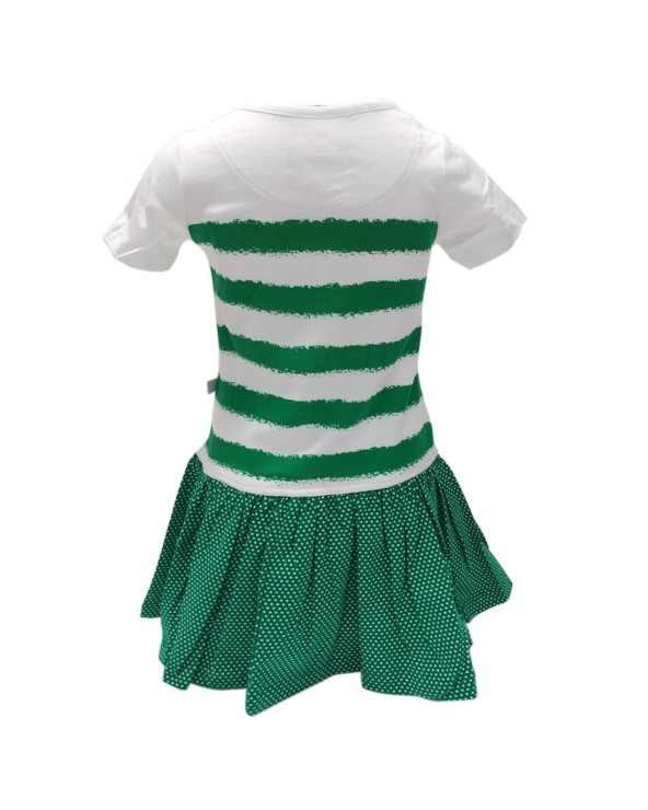 White/ Emerald Green Stripe 2 Way Sequin Sheep Kids Dress