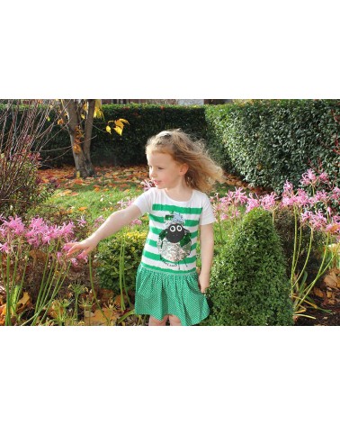 White/ Emerald Green Stripe 2 Way Sequin Sheep Kids Dress