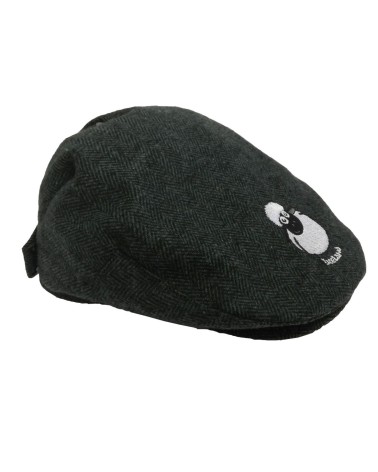 Bottle Green Herringbone Sheep Kids Flat Cap.