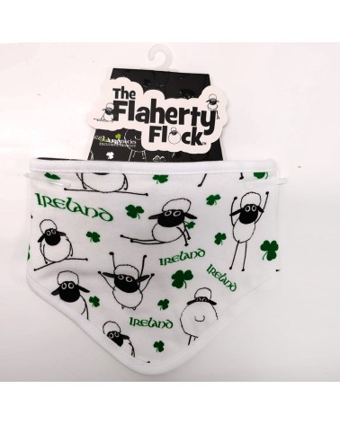 White/ Green Overall Printed Sheep Baby Bib