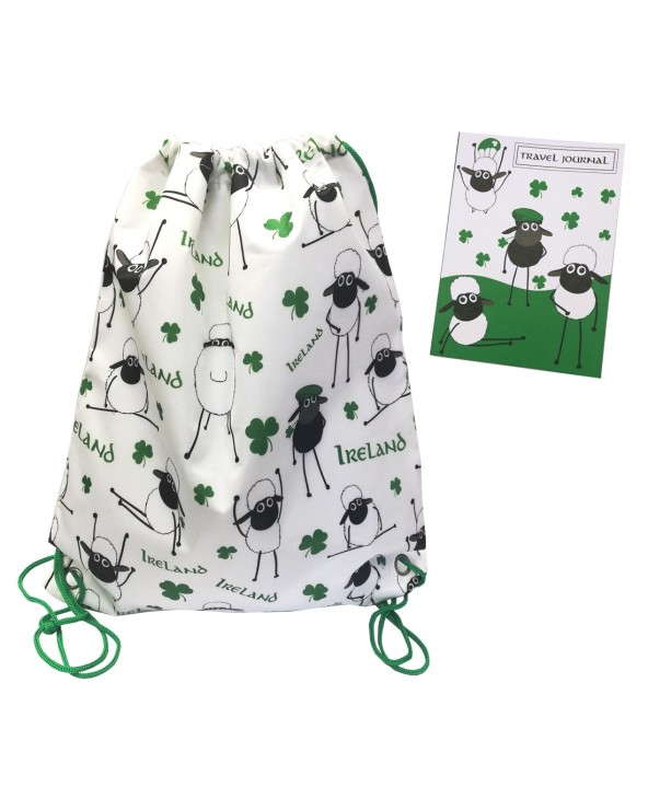 White/ Emerald Green Flaherty Flock Kids Bag & Journal
