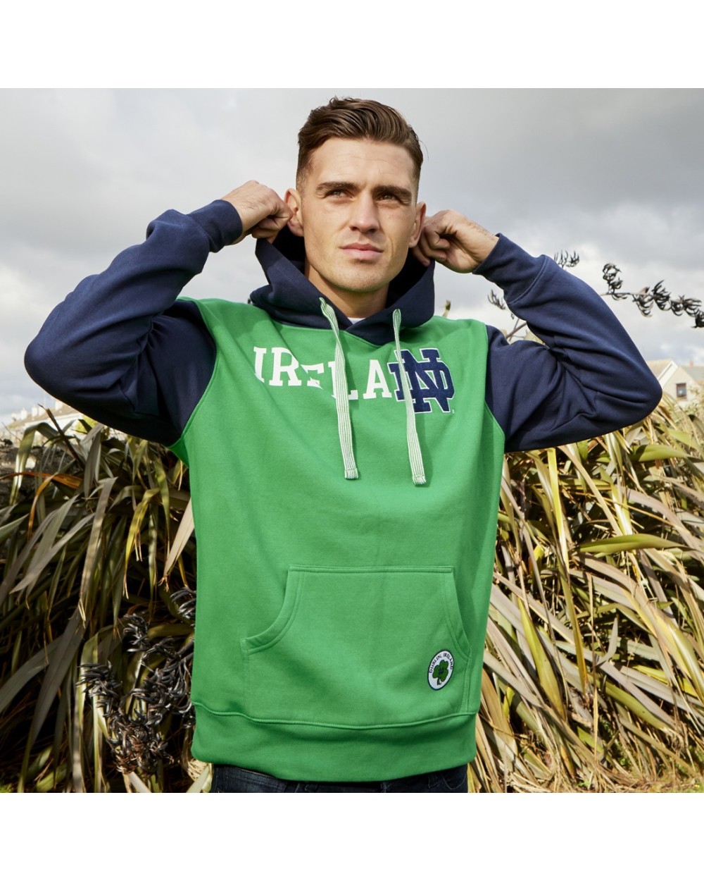 Ireland Notre Dame Hoodie in Emerald & Navy