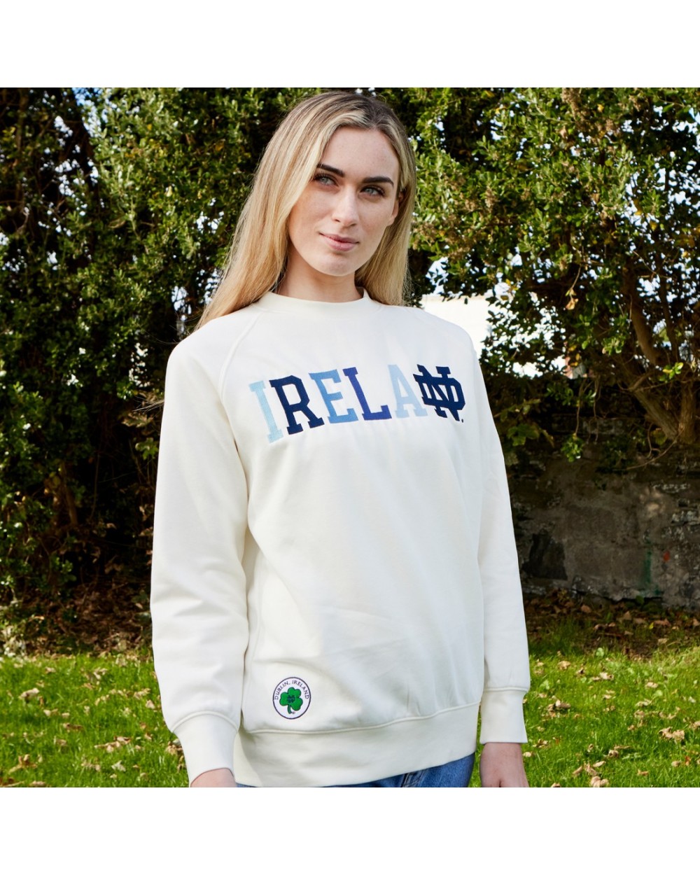 Ireland Notre Dame Sweatshirt in Cream Blue