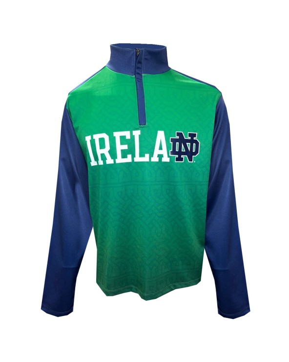 Ireland Notre Dame 1/4 Zip top in Emerald & Navy