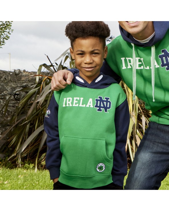 Ireland Notre Dame Kids Hoodie in Emerald & Navy