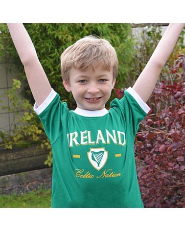 Lansdowne Ireland Ringer Kids T-shirt in Emerald Green & White