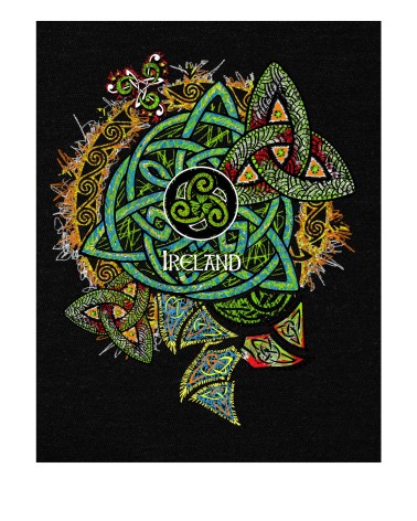 Black Ireland Shamrock Coloured V-neck ladies T-shirt