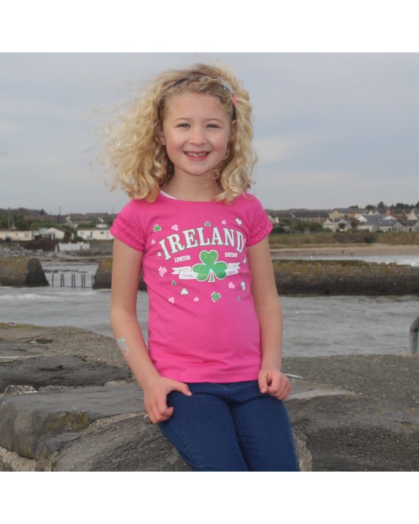 Pink Ireland Trademark Shamrock Frill kids T-shirt