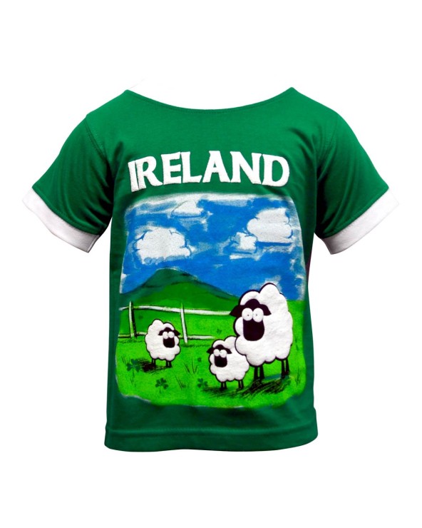 Emerald Green Ireland Sheep Kids Ringer T-shirt