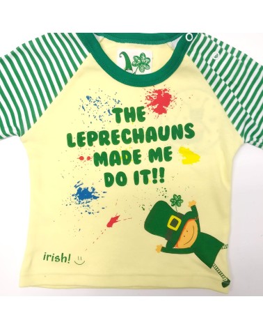Green/ Yellow Stripe Leprechauns Made Me Do It Kids T-shirt