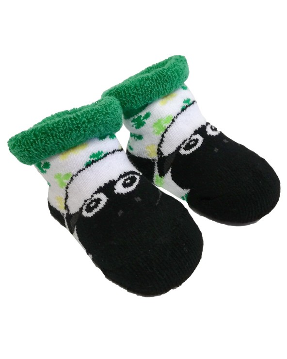 White/ Green Shamrock Sheep Baby Socks