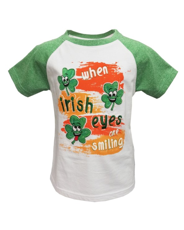 White/ Green Grindle Irish Eyes Raglan Kids T-shirt