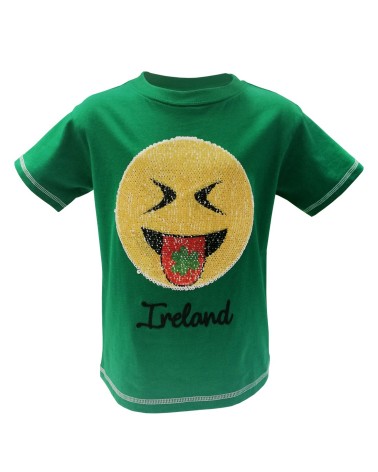 Emerald Green Ireland 2 Way Sequin Emoji Kids T-shirt