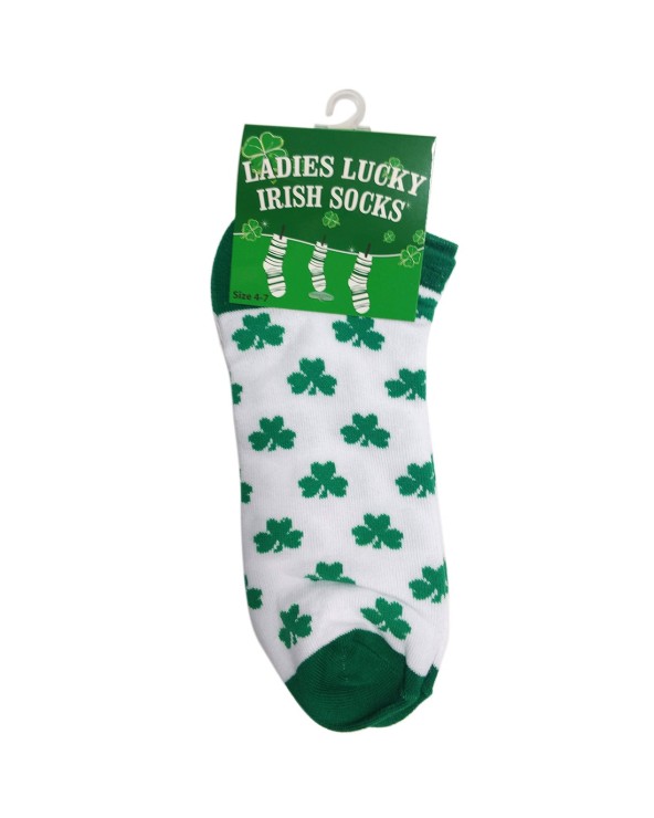 Traditional Craft White/ Green Shamrock Ladies Socks