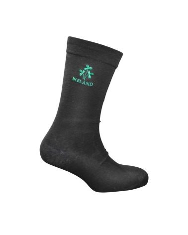 Adult Black Sock With Embroidered Shamrock