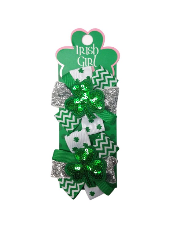 Traditional Craft Green/ White 2 Pack St. Patrick's Day Shamrock Hair Bow