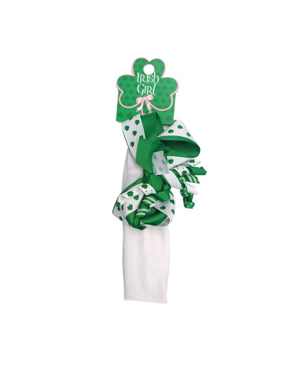 Traditional Craft Green/ White St. Patricks Day Shamrock Hairband