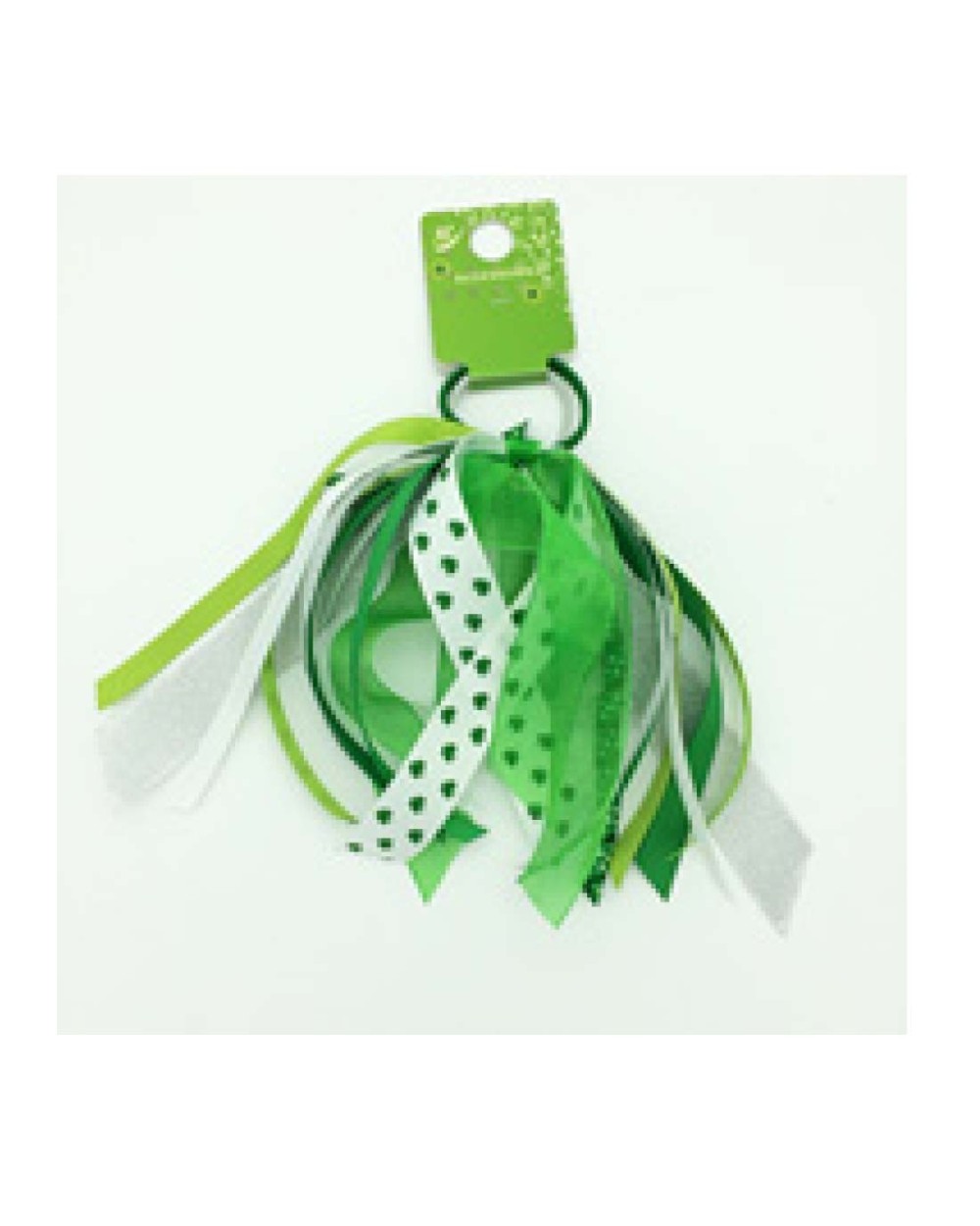 Traditional Craft Green/ White 2 Pack Hair Ties With Ribbon