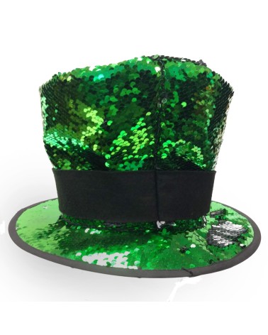 Adults Green 2 Way Sequin Leprechaun Hat