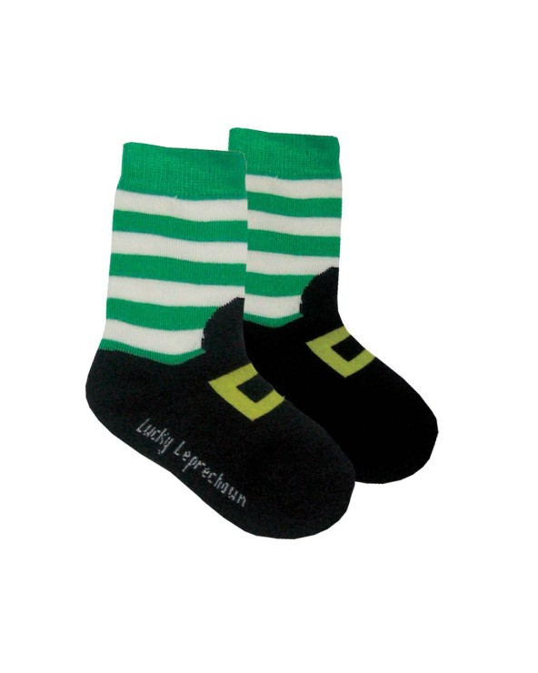 Green Black Lucky Leprechaun Foot Kids Socks