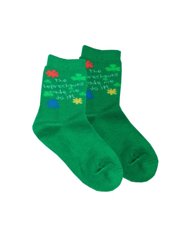 Green Leprechauns Made Me do it Kids Socks