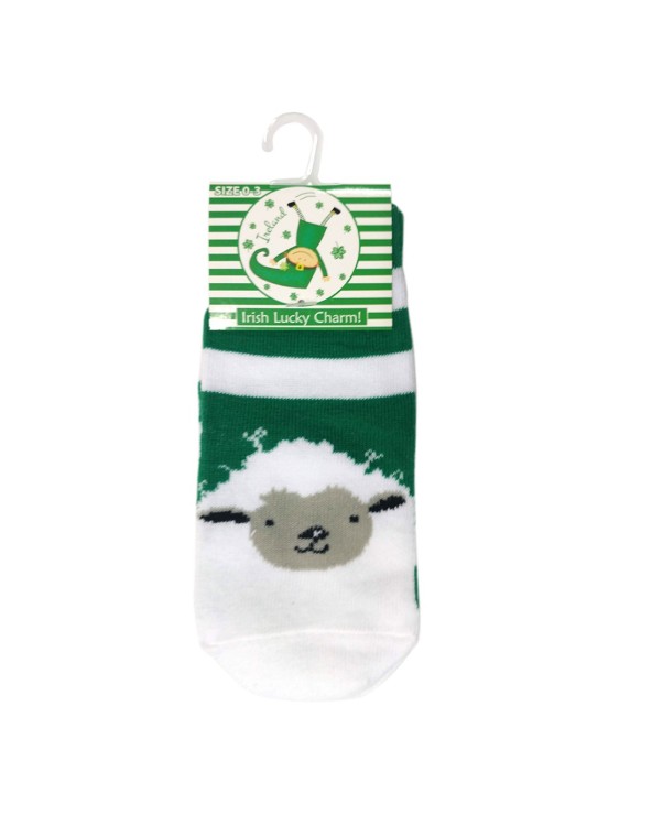 Green/ White Stripe Woolly Sheep Kids Socks