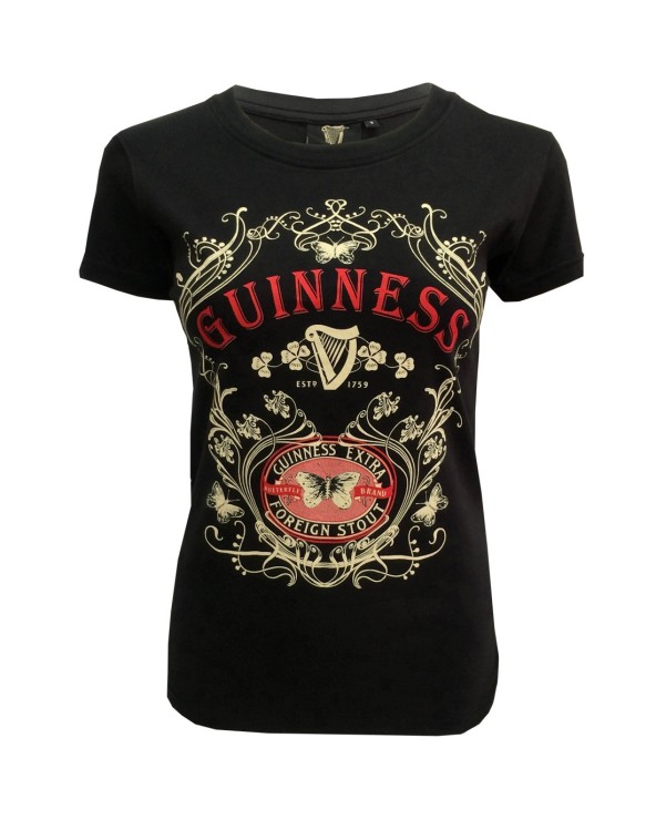 Guinness Black Ladies Butterfly T-Shirt