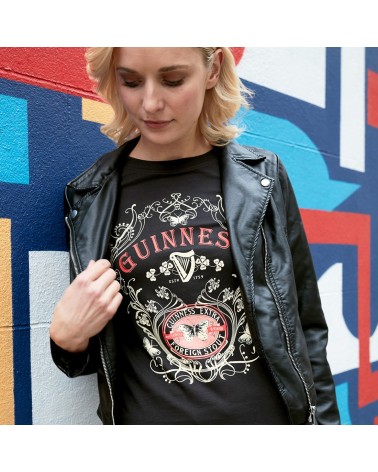 Guinness Black Ladies Butterfly T-Shirt