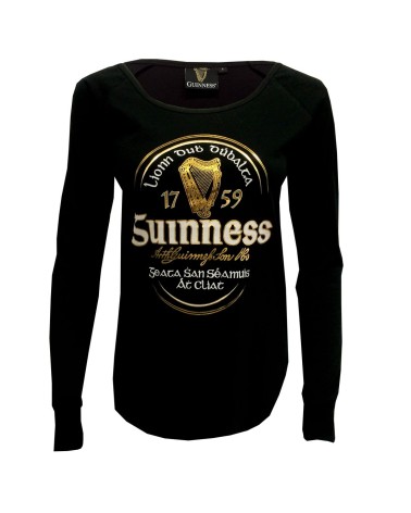 Guinness Black Long Sleeve Irish Label T-Shirt