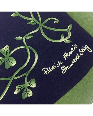 Patrick Francis Ireland Navy/ Green Shamrock Sprig Silk Scarf