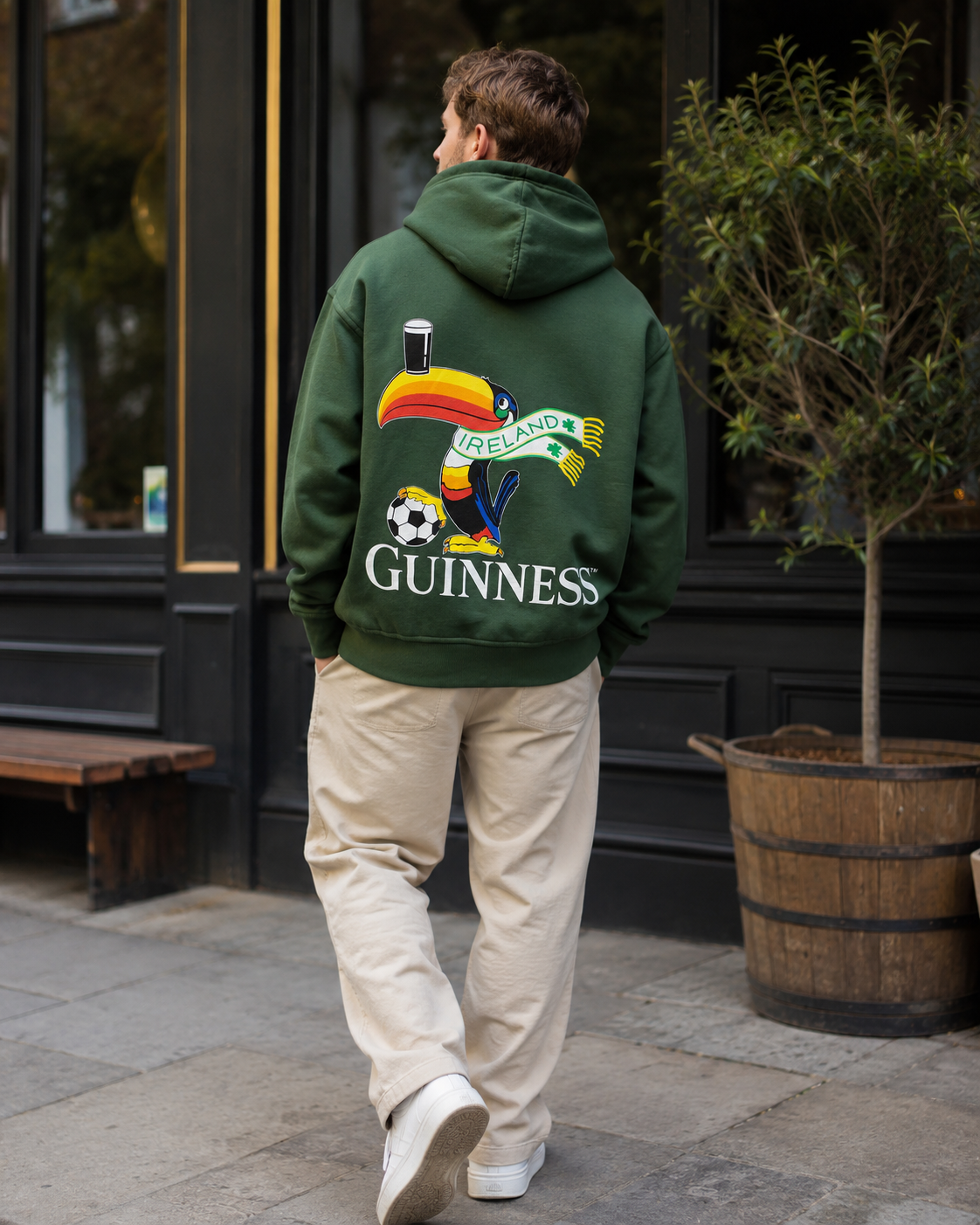 No Back Image/No Comp  Guinness Football Toucan Hoodie in Forest Green