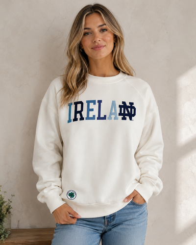 Ireland Notre Dame Sweatshirt in Cream & Blue