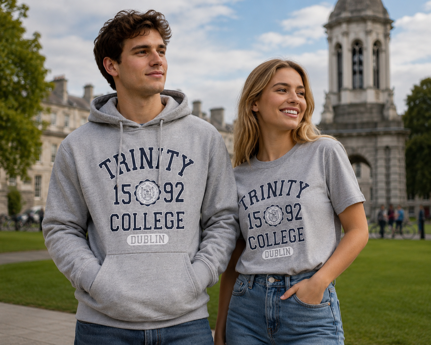 Trinity College Dublin Grey Marl/ Navy 1592 Hoodie