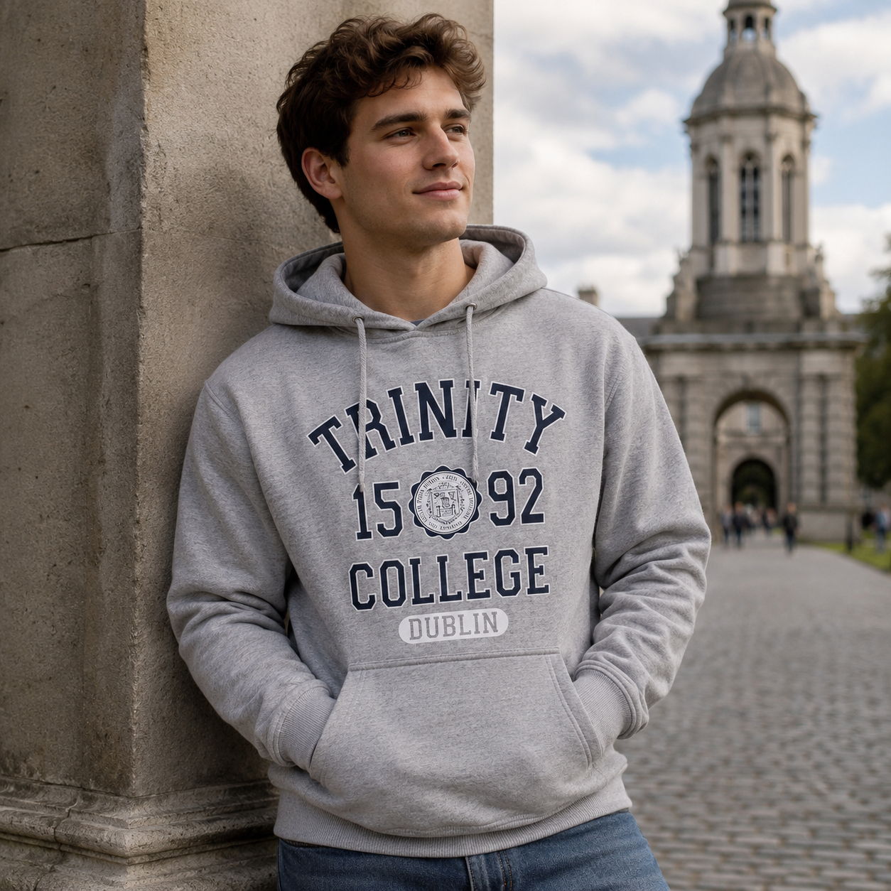 Trinity College Dublin Grey Marl/ Navy 1592 Hoodie