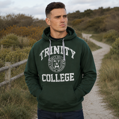 Trinity College Dublin Bottle Green/ White Crest Hoodie