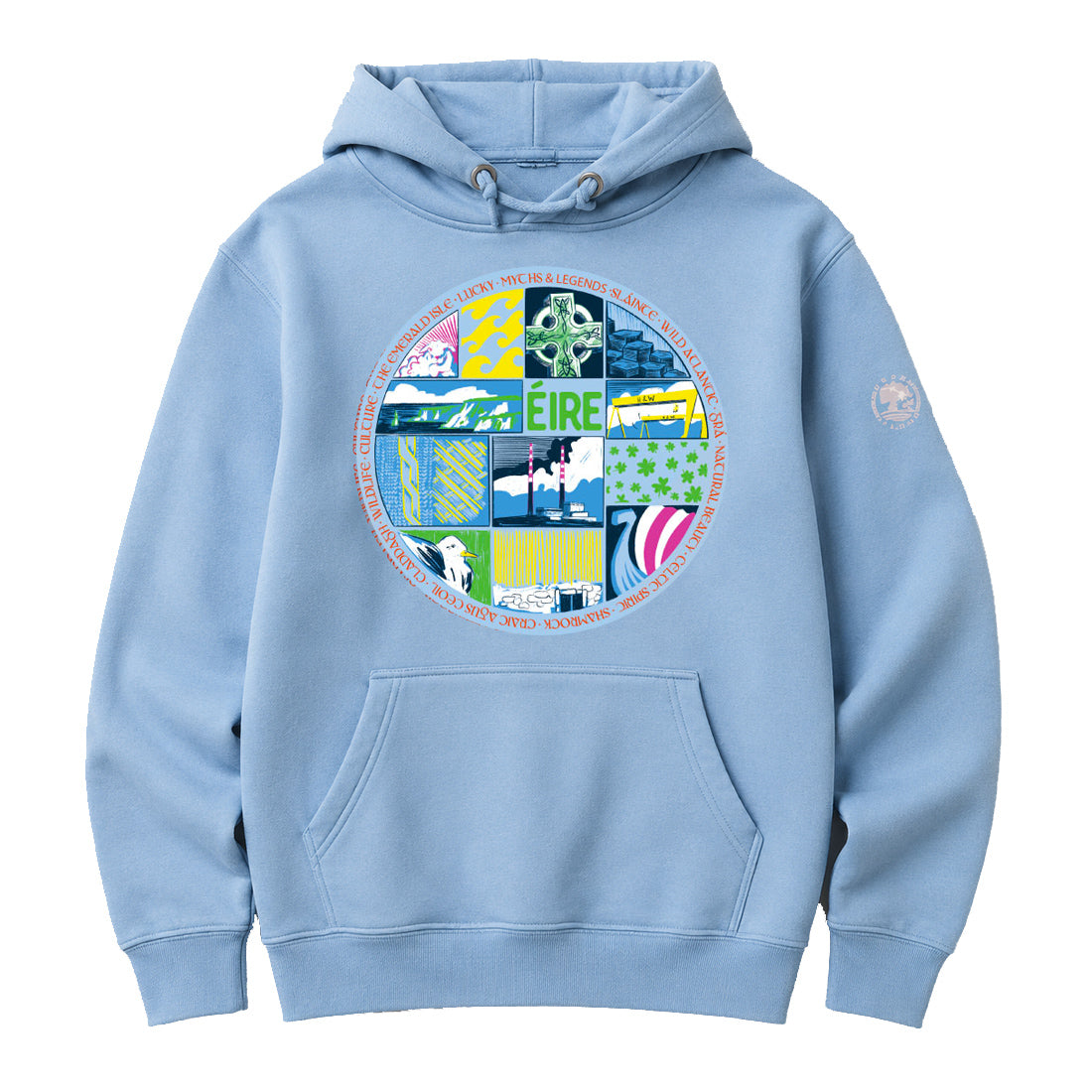 Green Island Eire Cross Hoodie in Blue