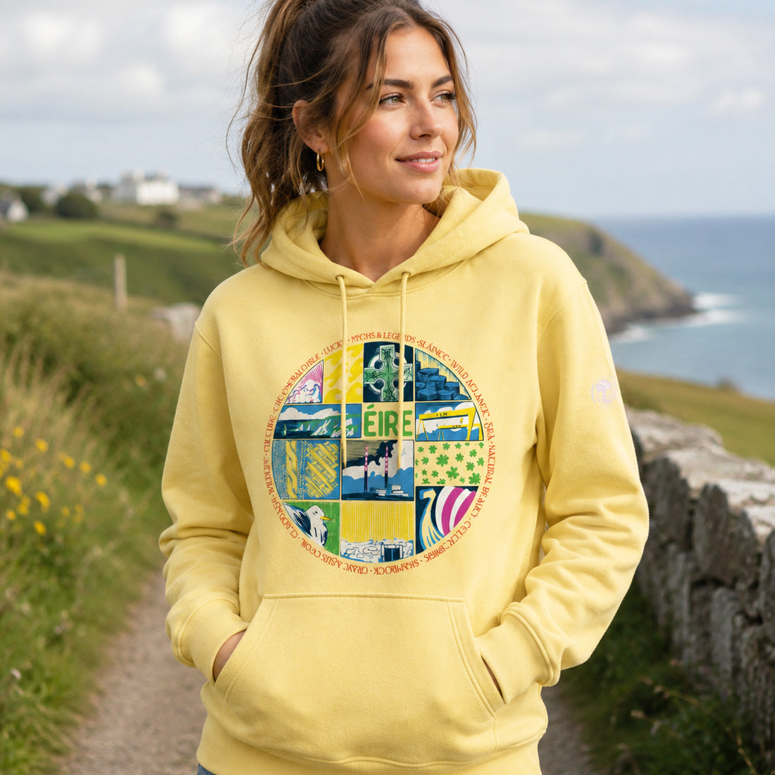 Green Island Eire Cross Hoodie in Yellow